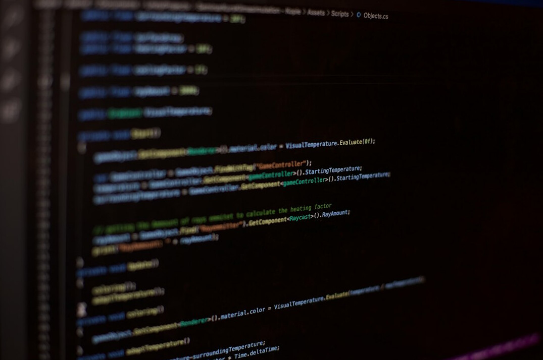 code on computer screen